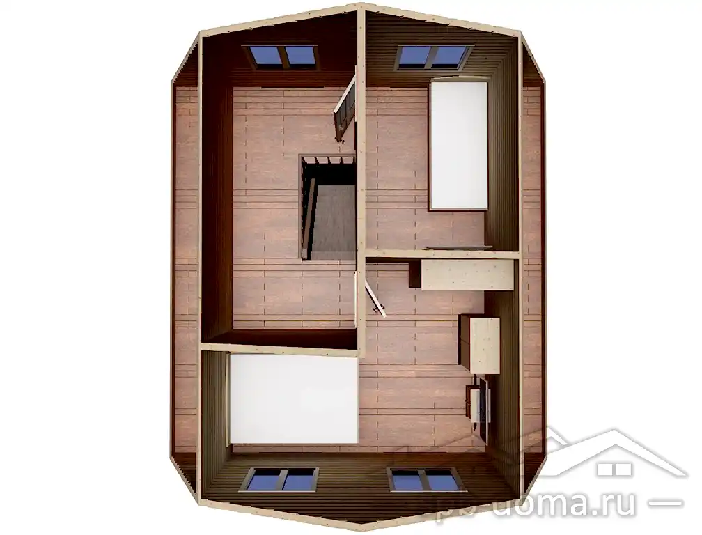 Проект дома из профилированного бруса 6,0 х 6,0 м «Лемболово»