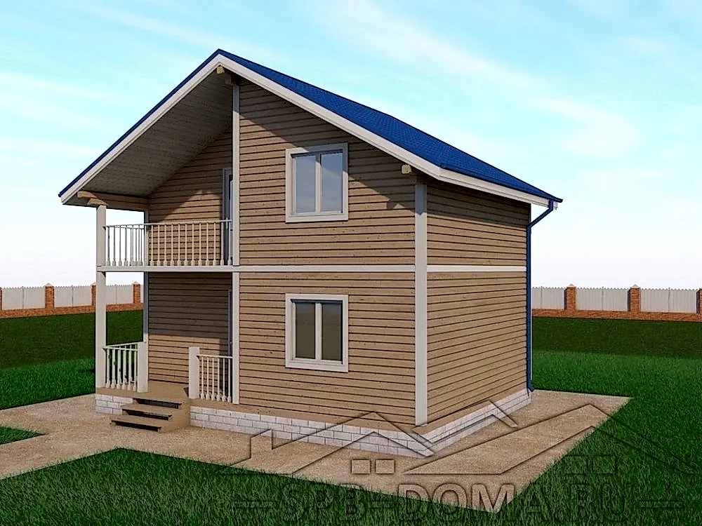 Проект дома из профилированного бруса 6,0 х 8,0 м «Кирпичное»