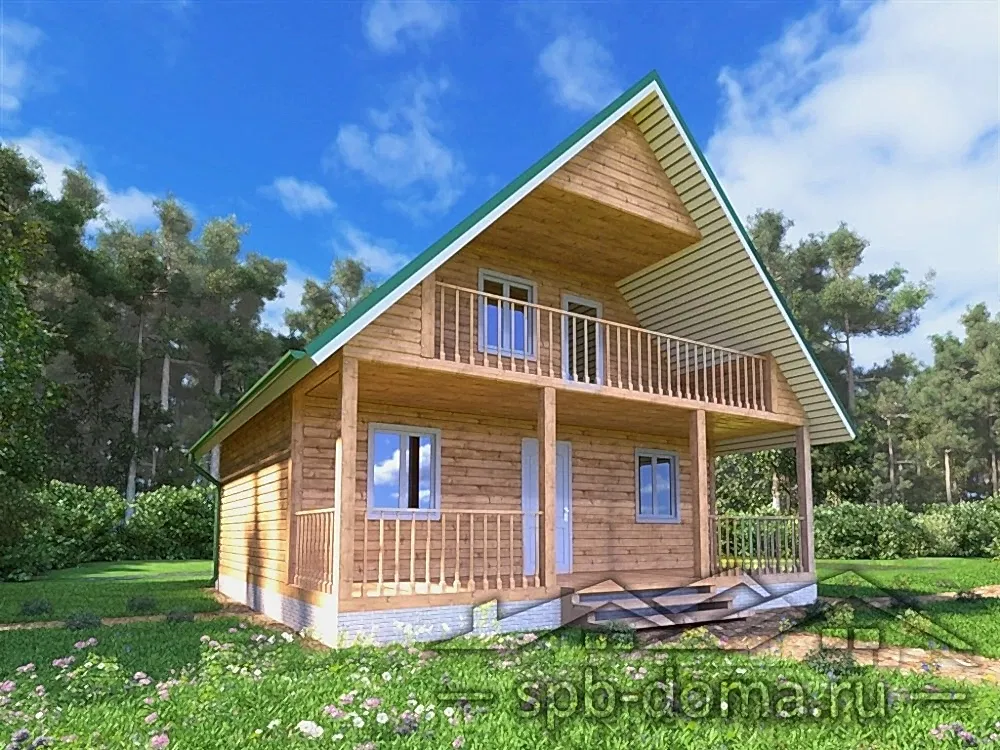 Проект дома из профилированного бруса 8,0 х 8,0 м «Волхов»