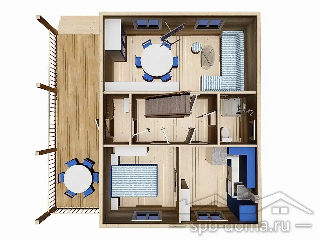 Сруб дома из профилированного бруса 8х8,5 м «Никитилово»