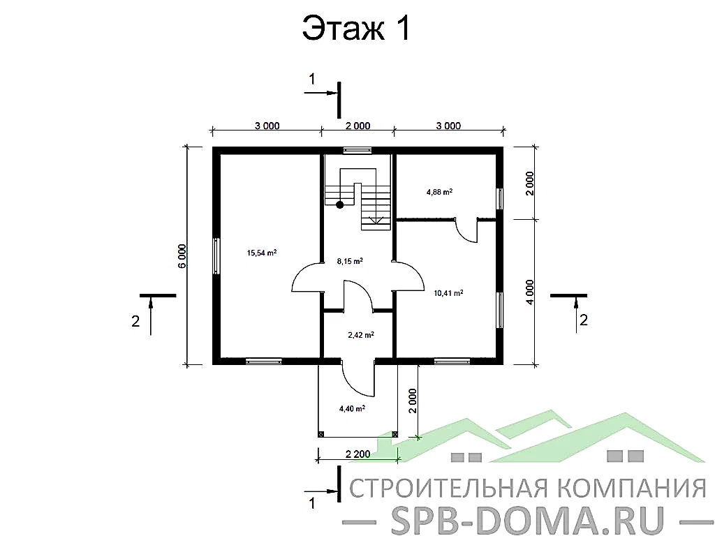 Сруб дома из профилированного бруса 6х8 м «Сосновый бор»