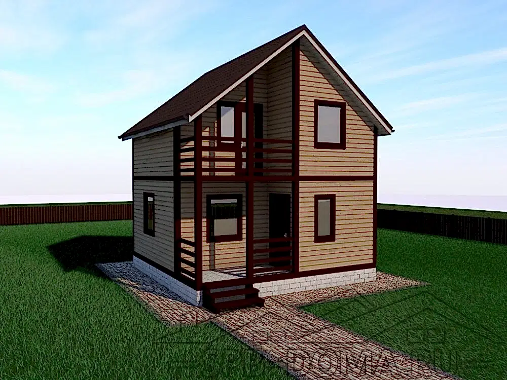 Сруб дома из профилированного бруса 6х6 м «Луга»