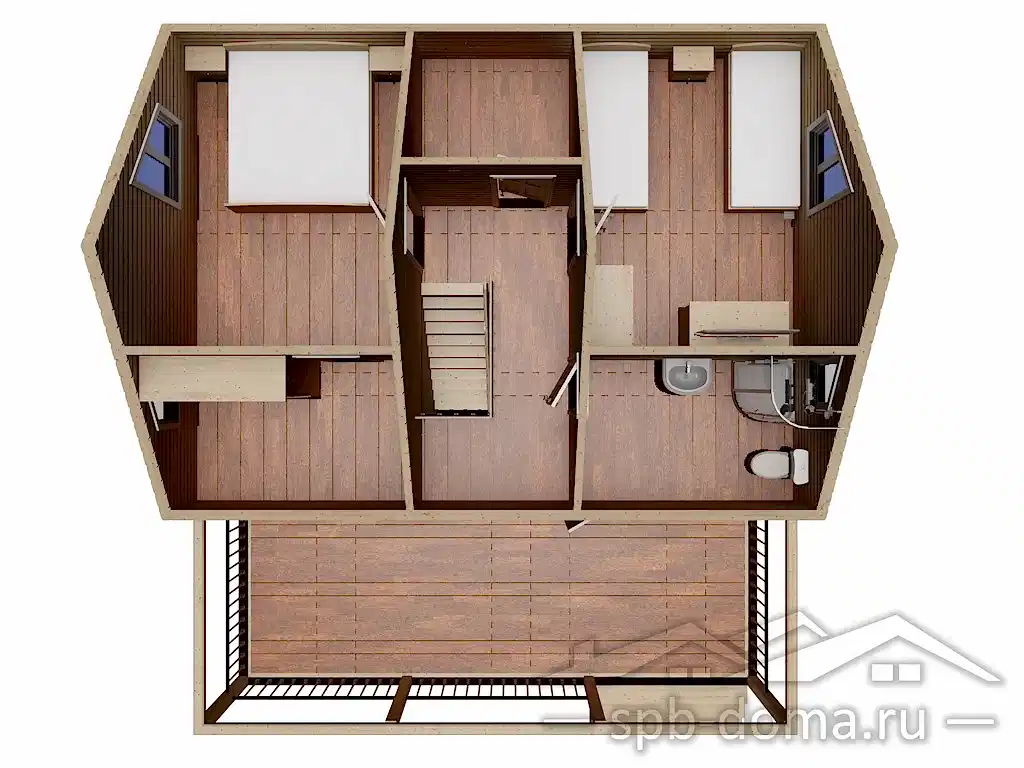 Проект дома из профилированного бруса 8,0 х 9,0 м «Дунай»