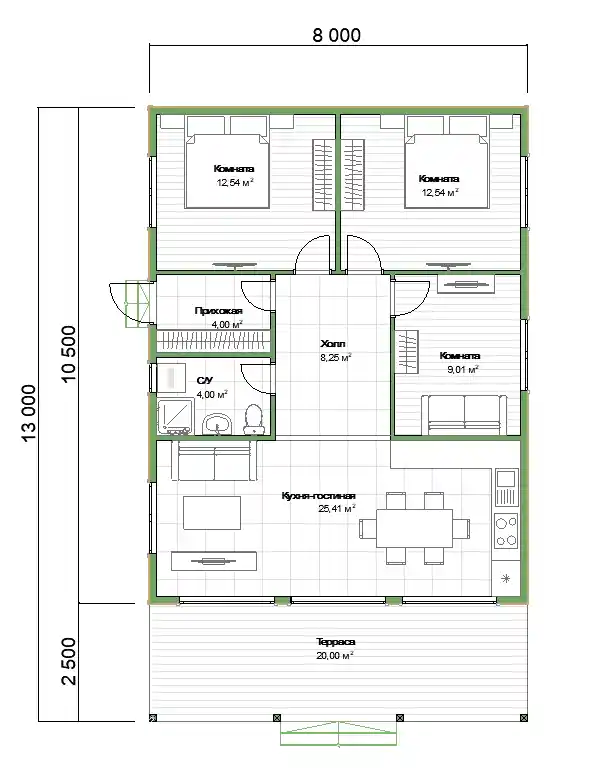Каркасный дом 8х13м «Ольшаники» Каркасный дом 8х13м «Ольшаники»