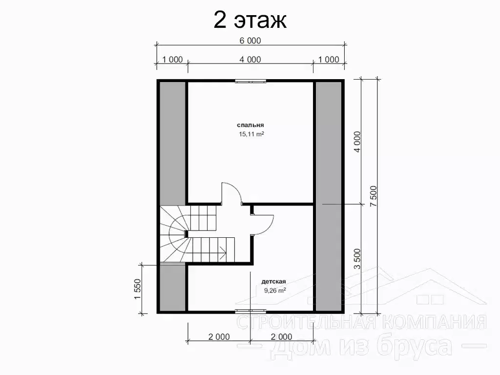 Проект дома из профилированного бруса 6,0 х 7,5 м «Грузино»