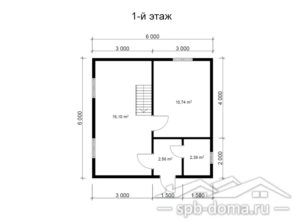 Проект дома из профилированного бруса 6,0 х 6,0 м «Лемболово»