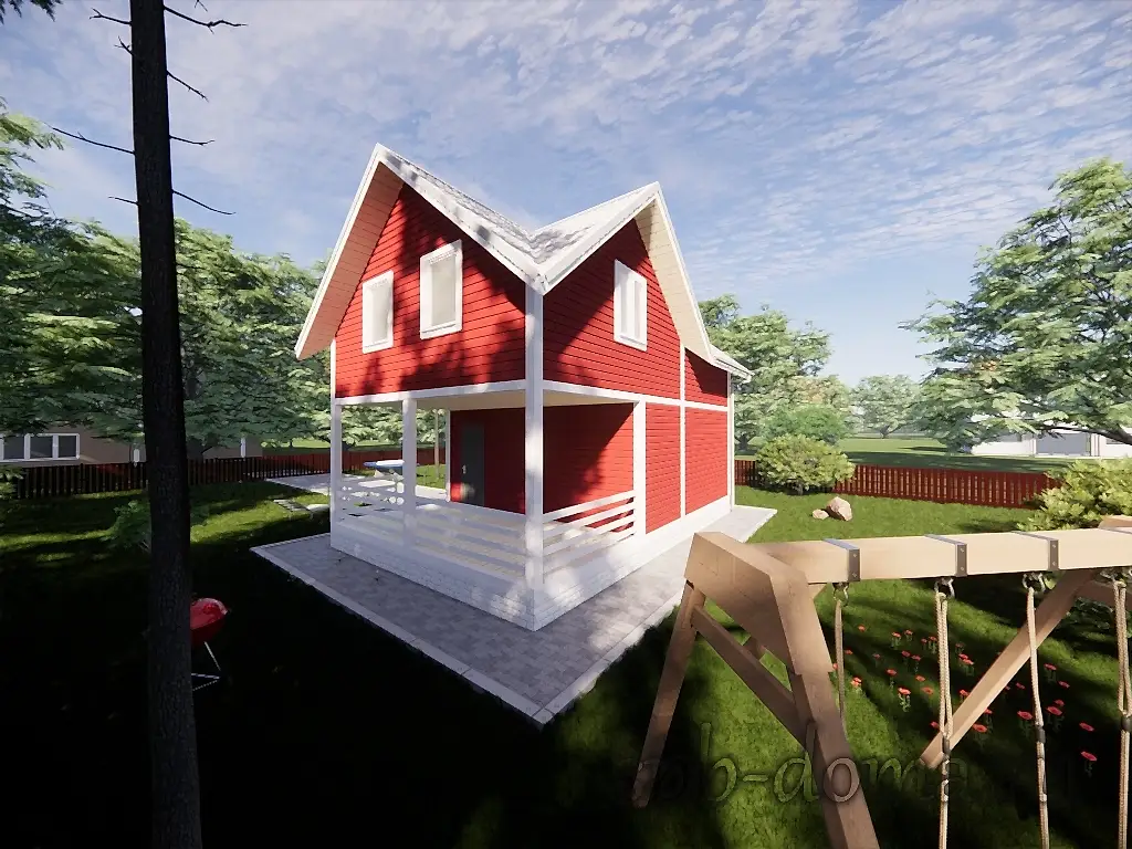 Каркасный дом 6х9 м «Брусничное»