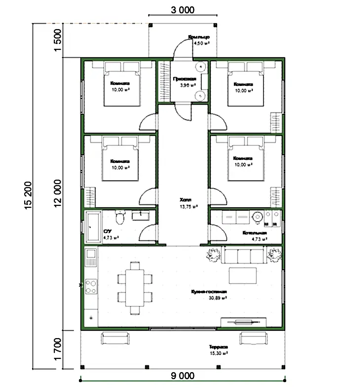 Каркасный дом 9х12 м «Варзолово»