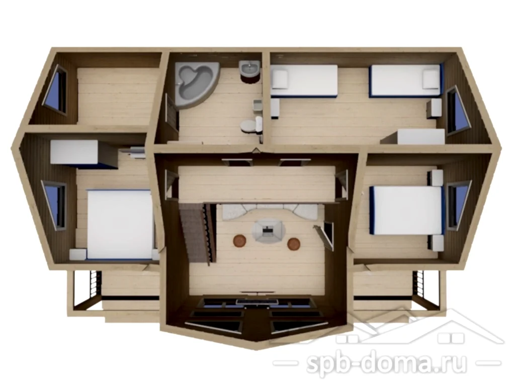 Сруб дома из профилированного бруса 7,5х11 м «Пески»