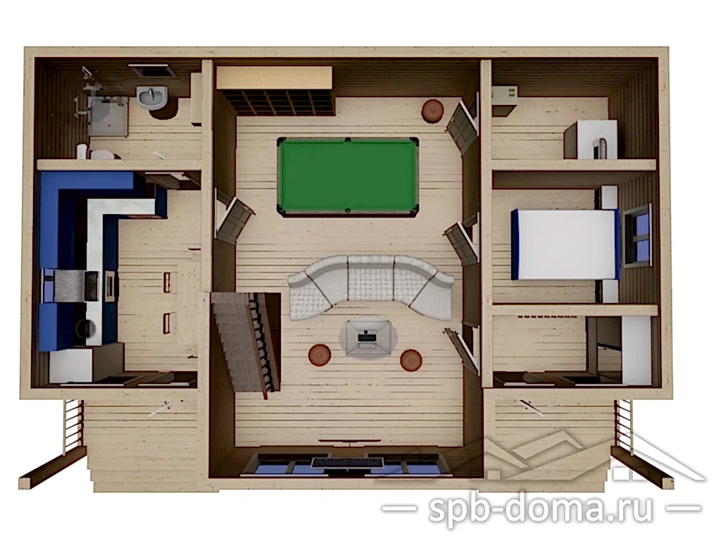 Сруб дома из профилированного бруса 7,5х11 м «Пески»