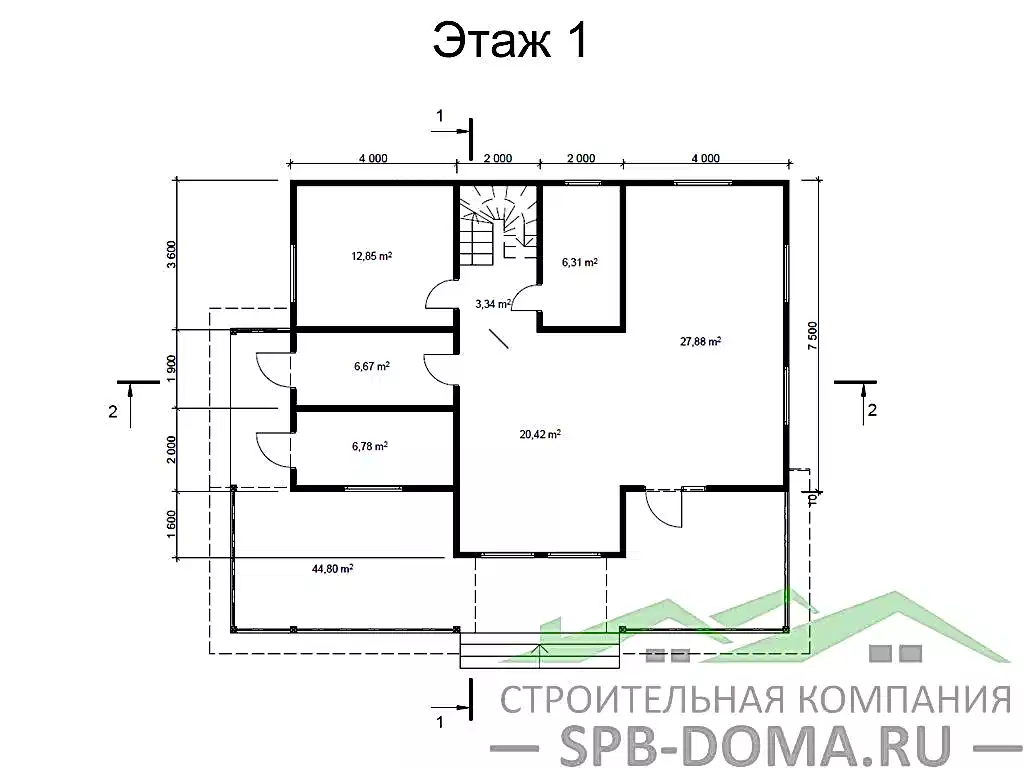 Сруб дома из профилированного бруса 9х12 м «Гатчина»