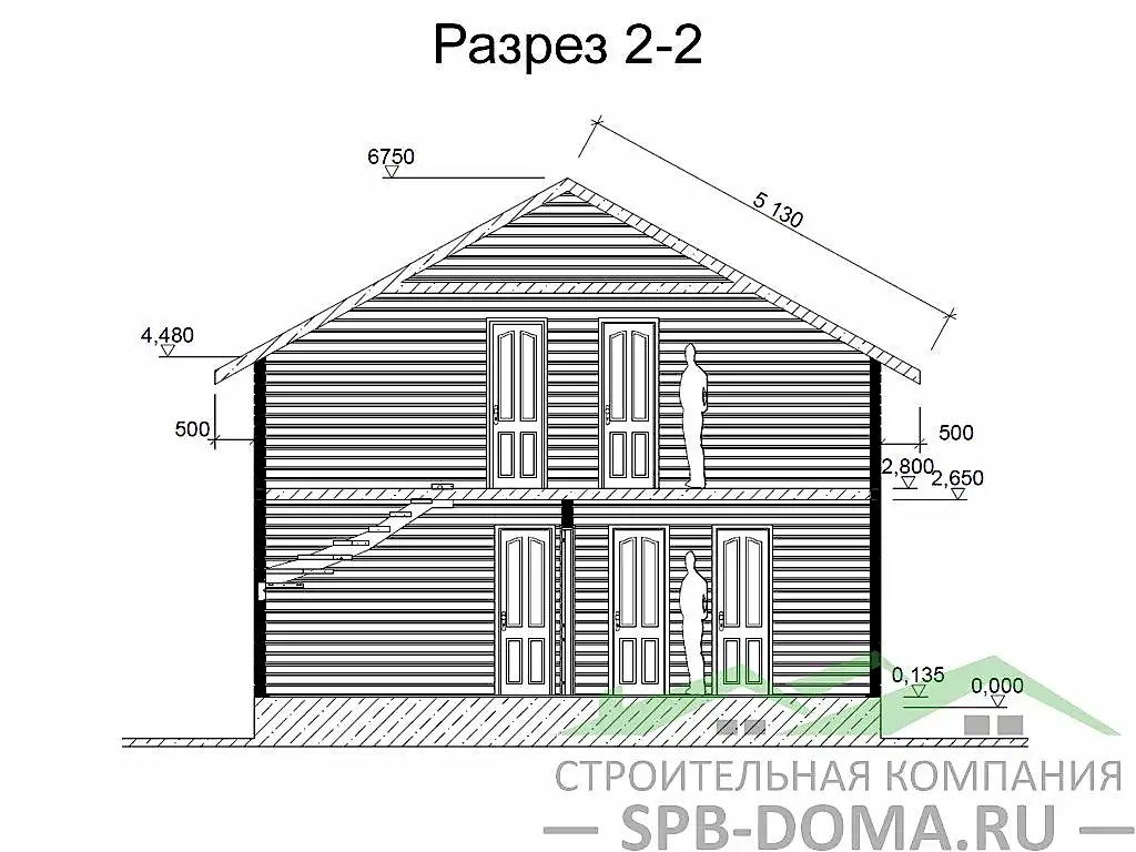 Сруб дома из профилированного бруса 6х8 м «Кирпичное»