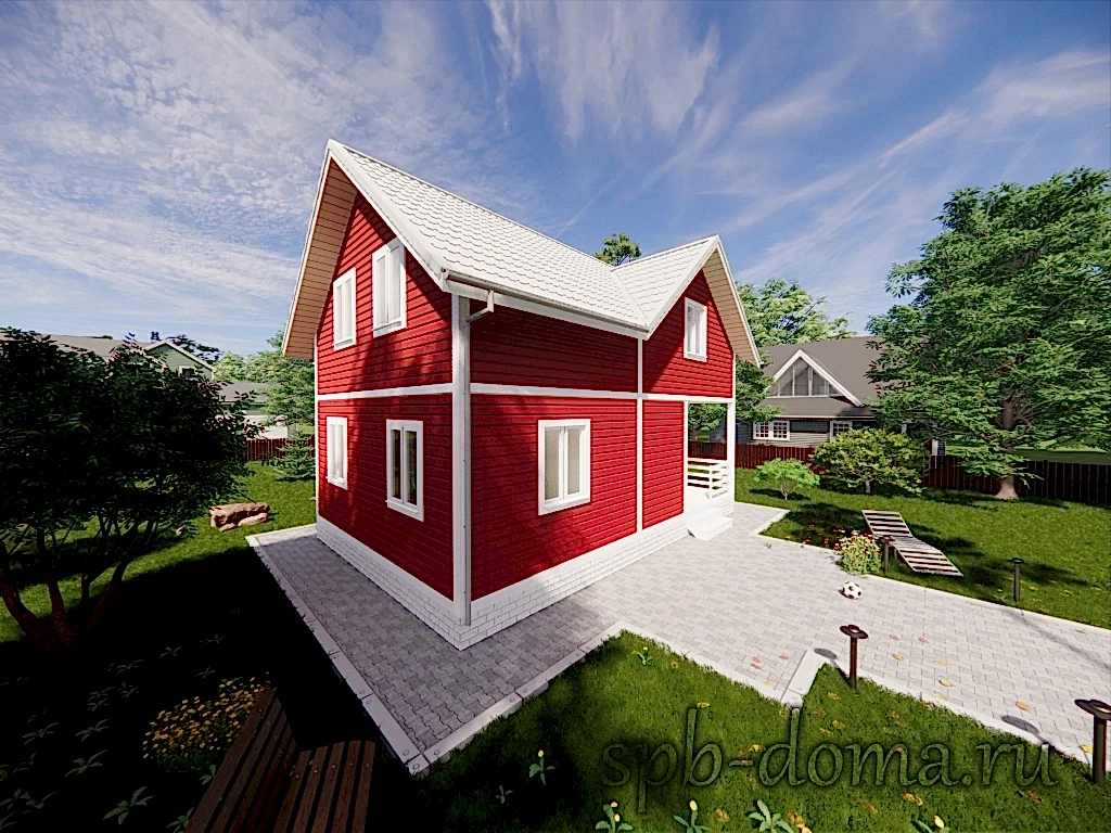 Каркасный дом 6х9 м «Брусничное»