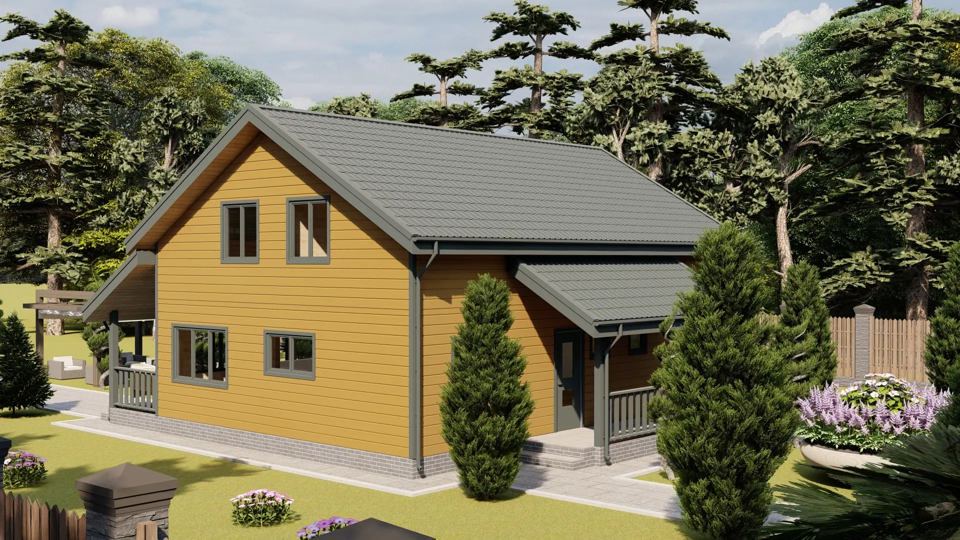 Каркасный дом 10,5х11 м «Лехтуси»