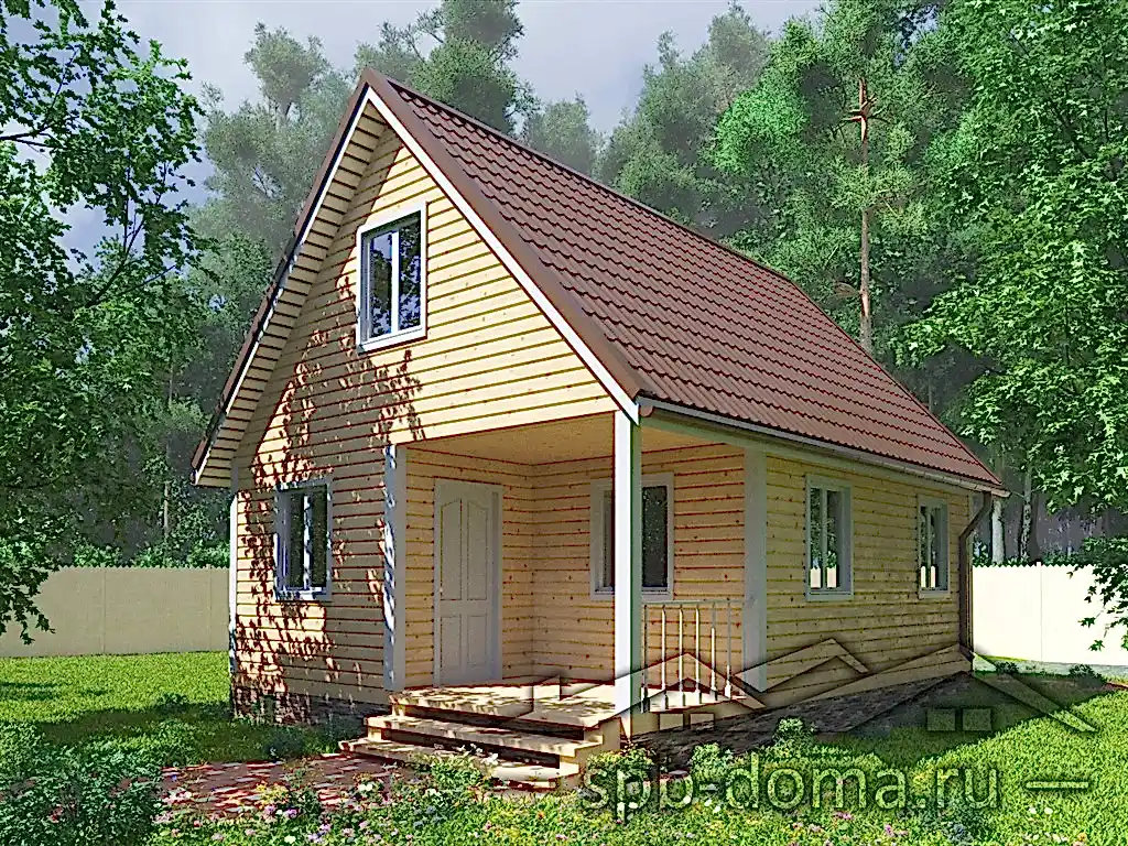 Проект дома из профилированного бруса 6,0 х 8,0 м «Лесное»