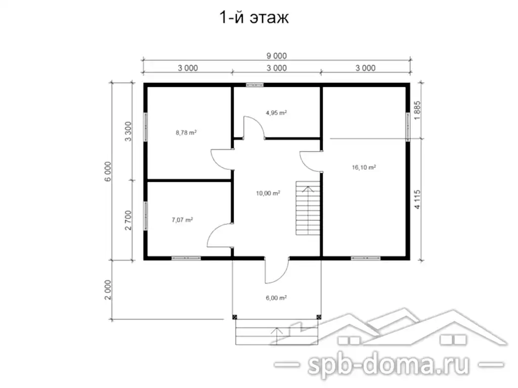 Сруб дома из профилированного бруса 6х9 м «Вырица»