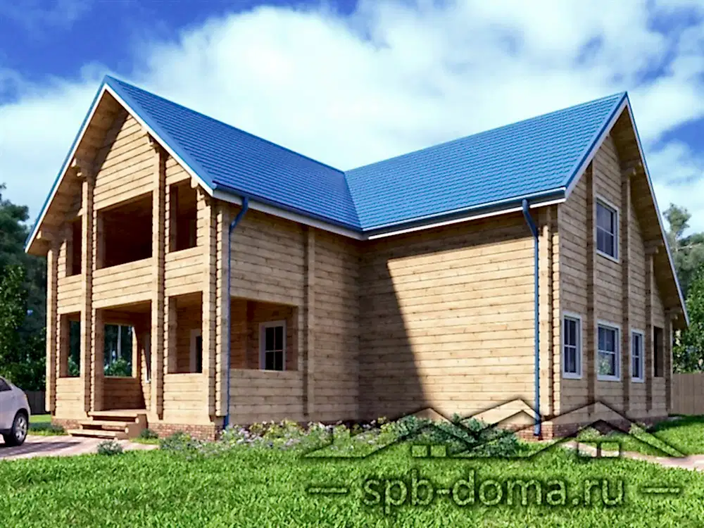 Проект коттеджа из профилированного бруса 13х11,5 м «Янино»
