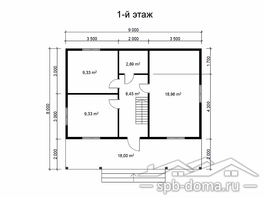 Сруб дома из профилированного бруса 8х9 м «Коммунар»