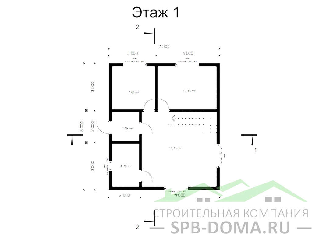 Сруб дома из профилированного бруса 7х8 м «Коробицино»