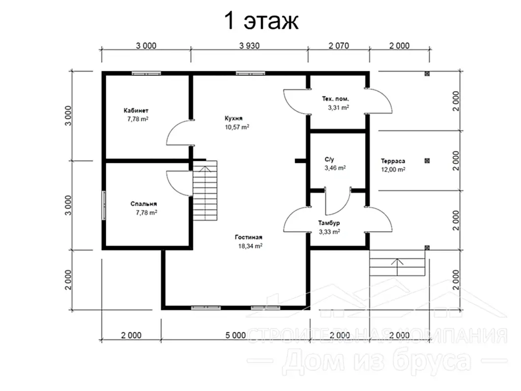 Сруб дома из профилированного бруса 8х11 м «Кипень»