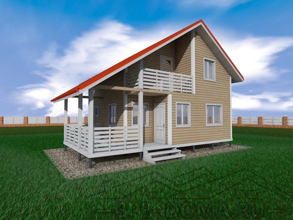 Сруб дома из профилированного бруса 7х9 м «Лесколово»