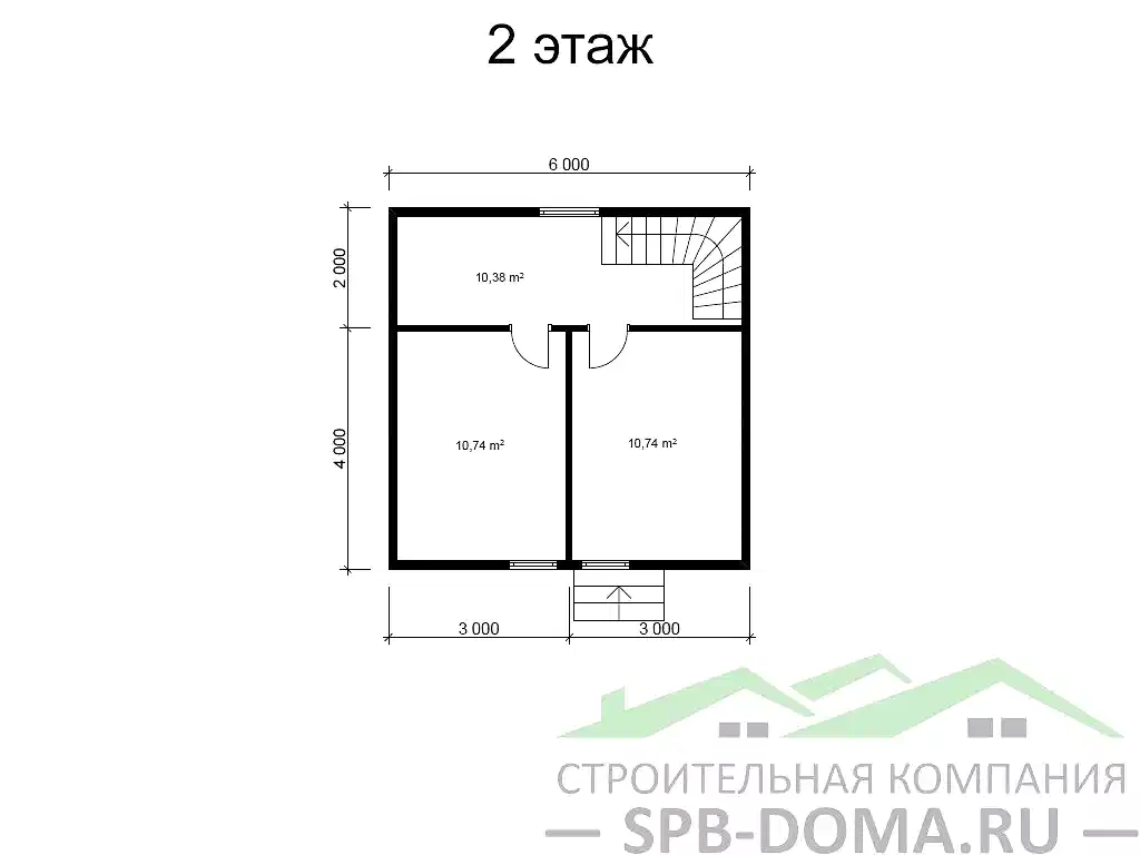 Проект дома из профилированного бруса 6,0 х 6,0 м «Петергоф»