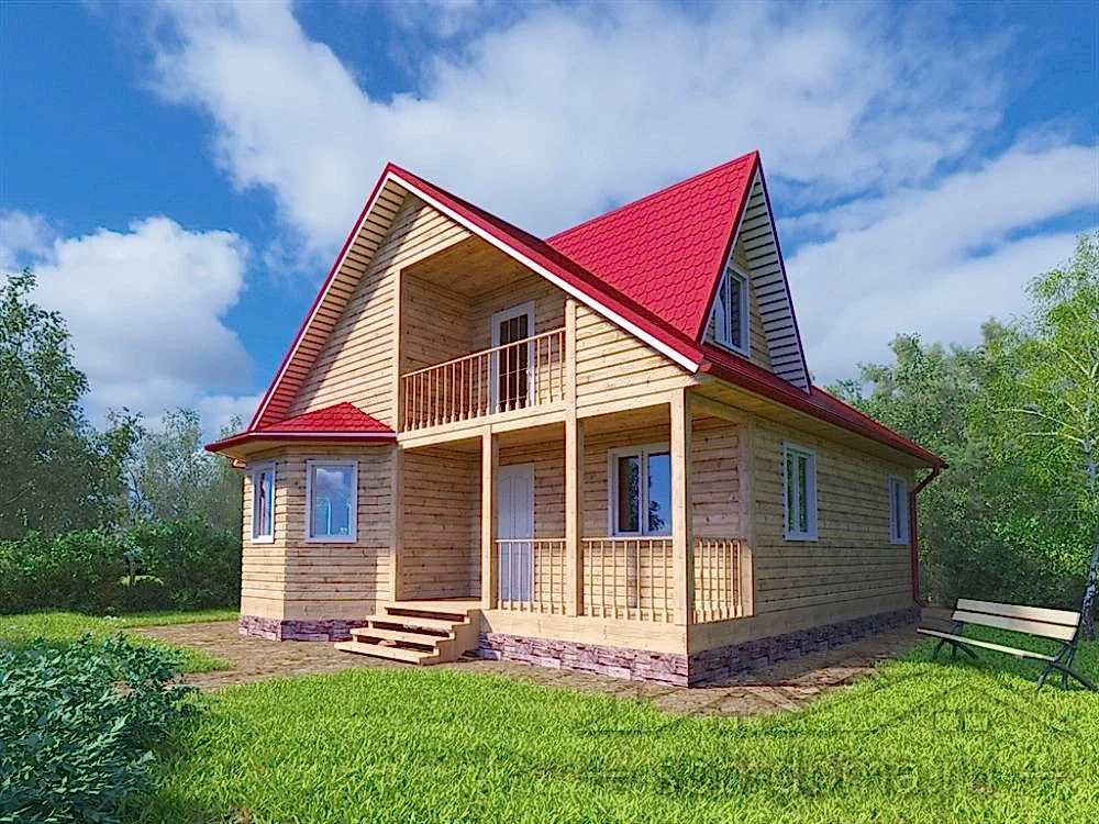 Проект дома из профилированного бруса 9,5 х 10,0 м «Киварин ручей»