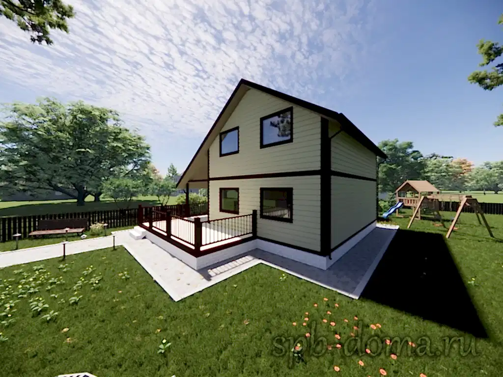 Каркасный дом 7х9 м «Рощино»