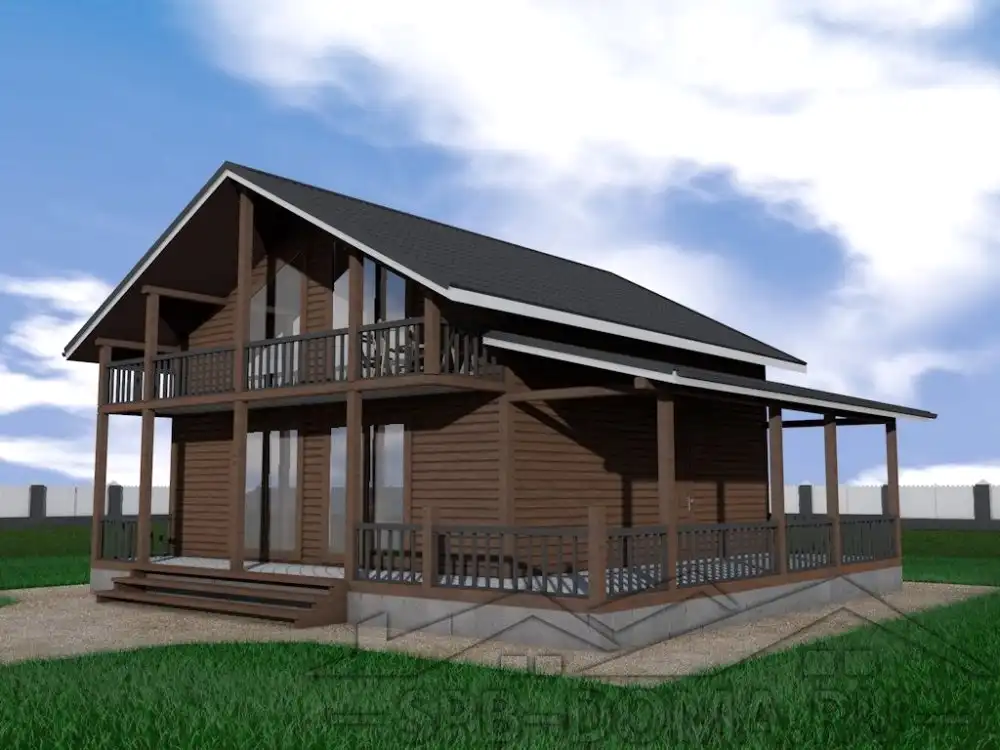 Проект дома из профилированного бруса 8,0 х 8,0 м «Пулково»