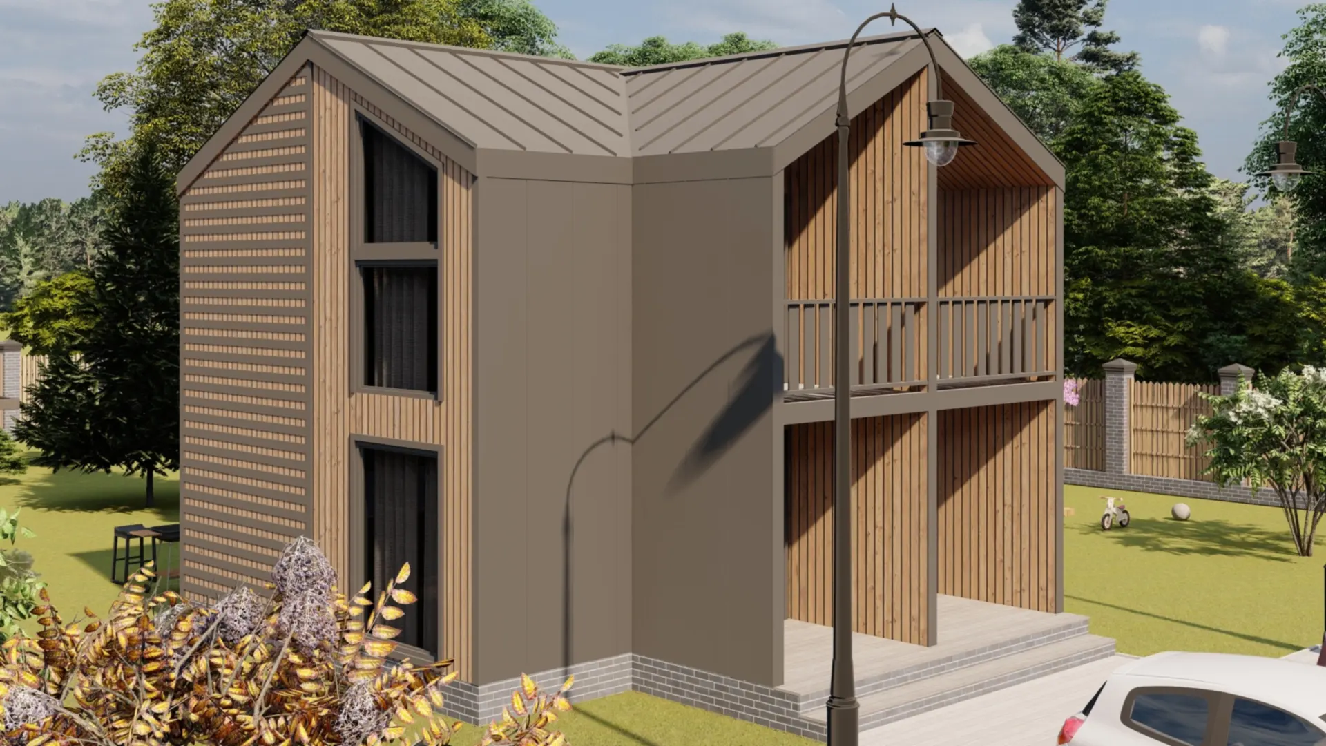 Каркасный дом 8х9 м «Дуплекс 3»