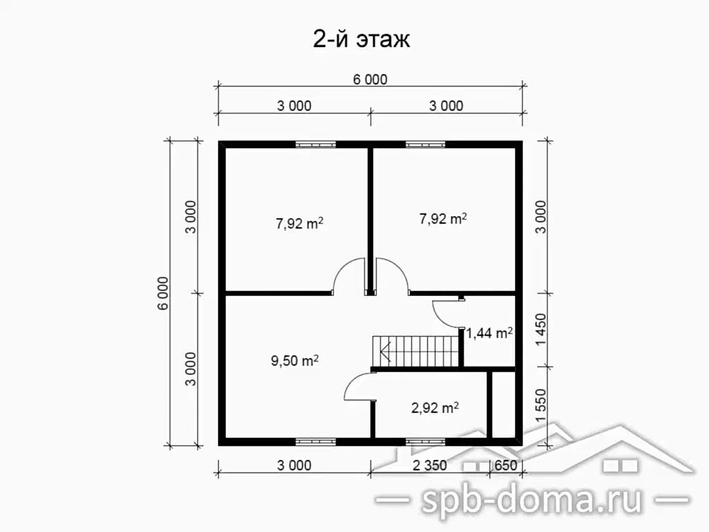 Сруб дома из профилированного бруса 6х6 м «Павловск»
