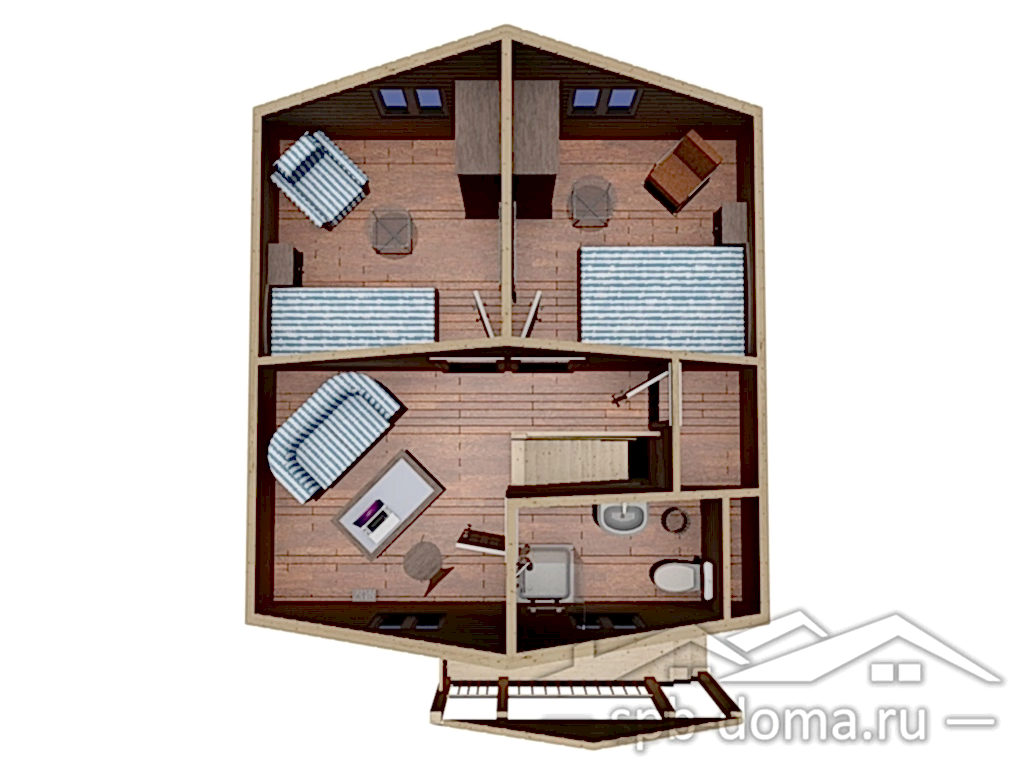 Сруб дома из профилированного бруса 6х6 м «Павловск»