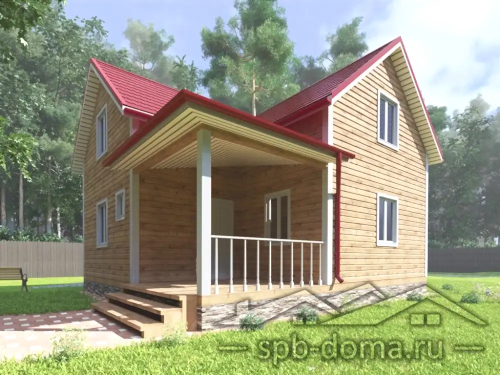 Проект дома из профилированного бруса 8,0 х 8,0 м «Белоостров»