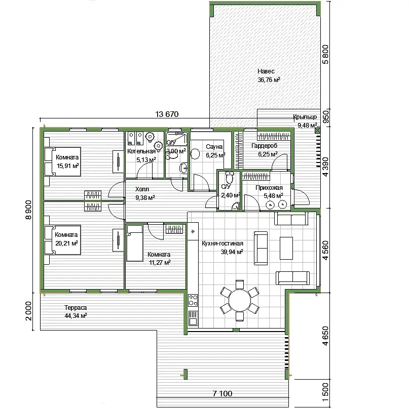 Каркасный дом 11х14 м «Барн-6» Каркасный дом 11х14 м «Барн-6»