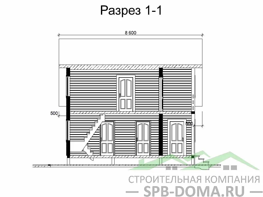 Сруб дома из профилированного бруса 8х8 м «Керро»