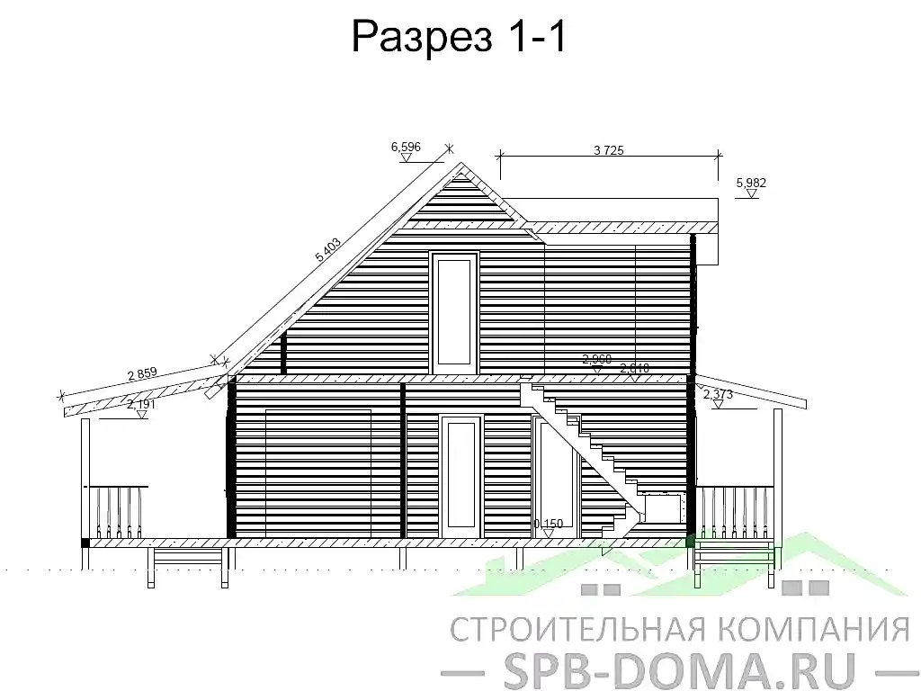 Сруб дома из профилированного бруса 7х8 м «Оредеж»