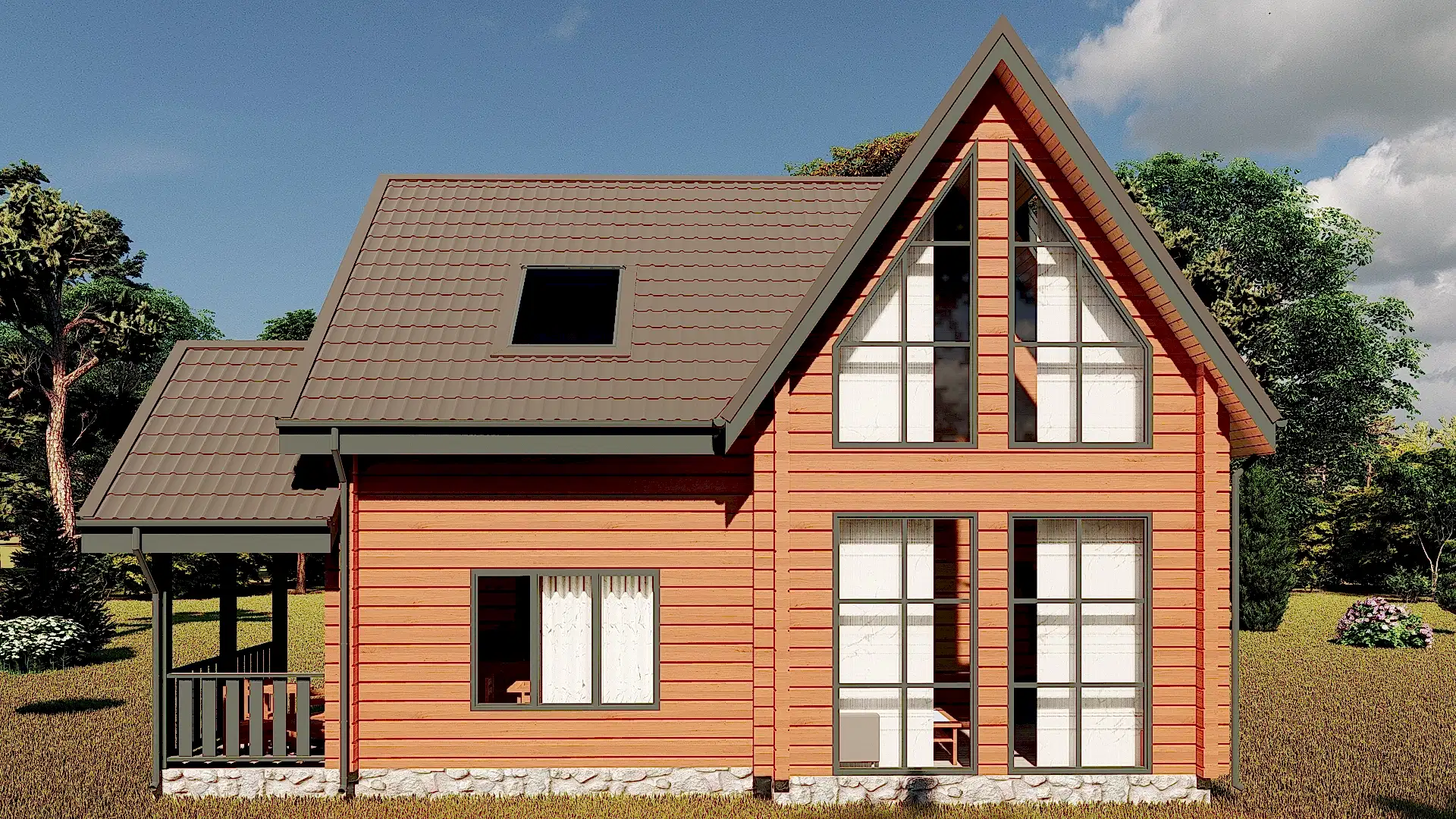 Проект дома из профилированного бруса 8 х 9 м «Назино»