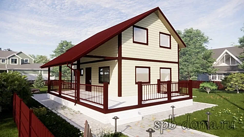 Каркасный дом 7х9 м «Рощино»