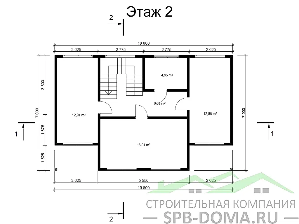 Сруб дома из профилированного бруса 8,5х9 м «Репино»