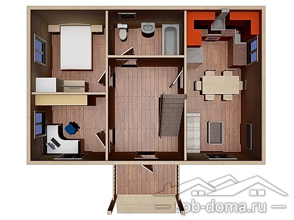 Сруб дома из профилированного бруса 6х9 м «Вырица»