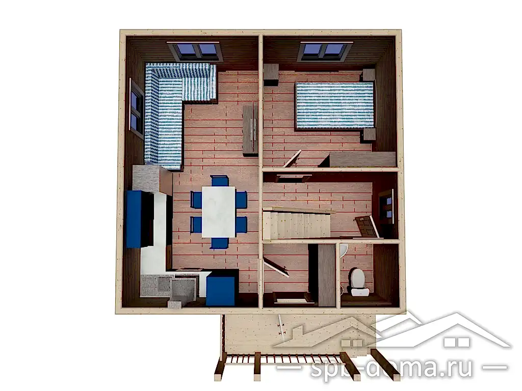 Сруб дома из профилированного бруса 6х6 м «Павловск»