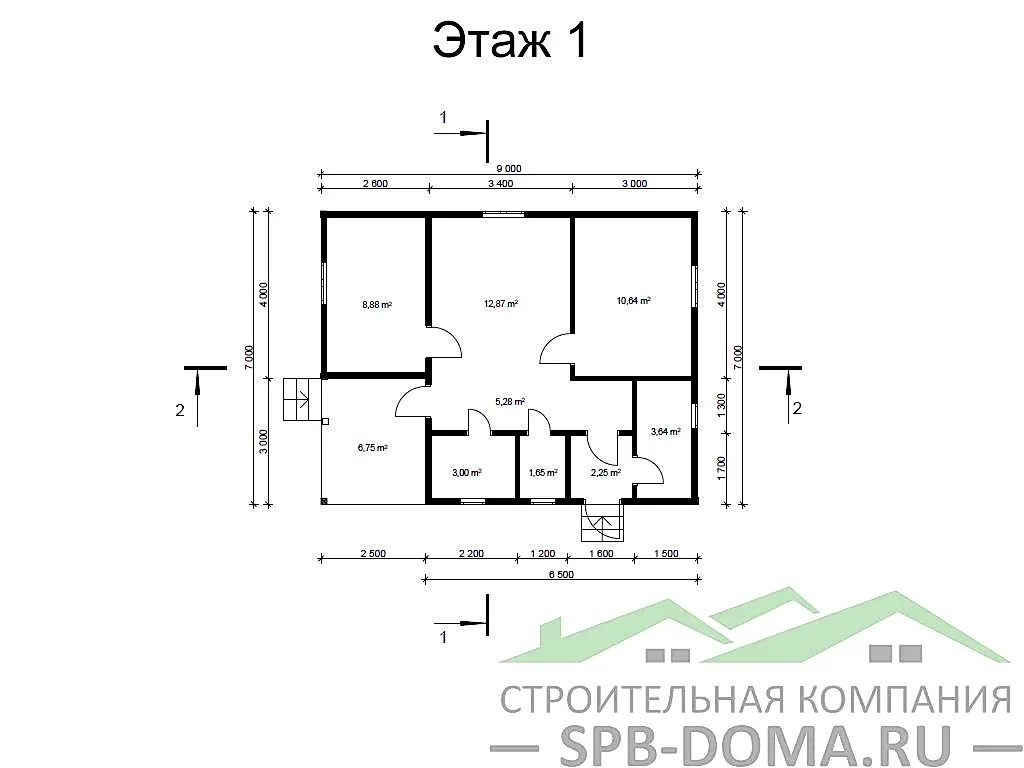 Проект дома из профилированного бруса 7,0 х 9,0 м «Токсово»