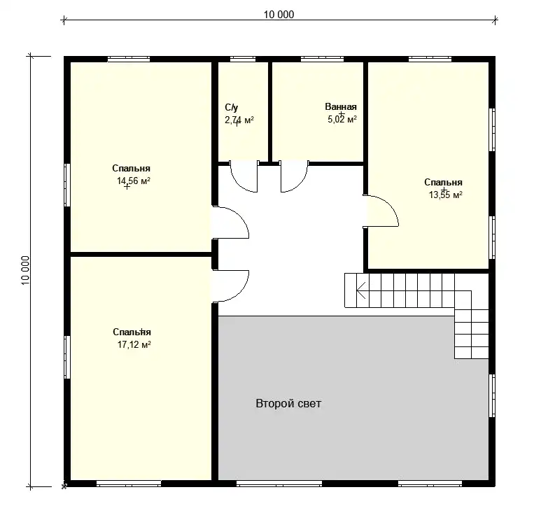 Каркасный дом 10х10 м «Молодежное» Каркасный дом 10х10 м «Молодежное»