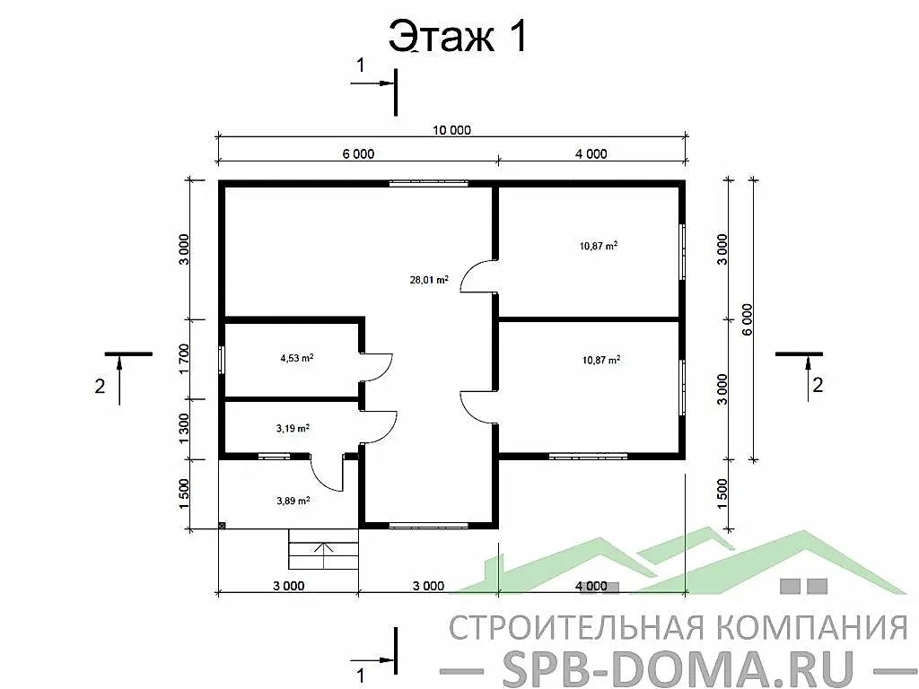 Проект дома из профилированного бруса 7,5 х 1,0 м «Мельниково»