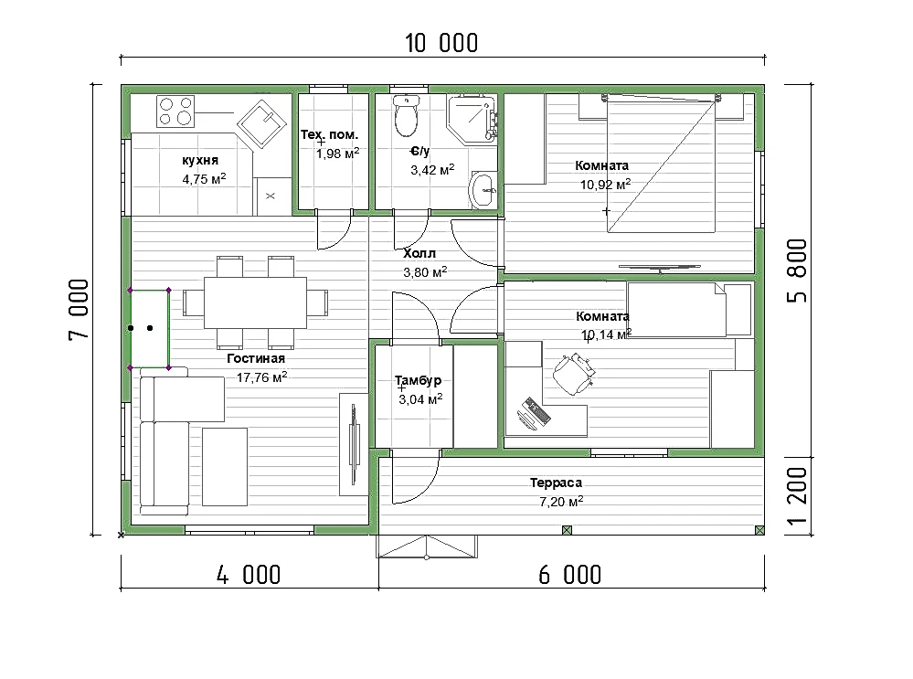 Каркасный дом 7х10 м «Шум» Каркасный дом 7х10 м «Шум»