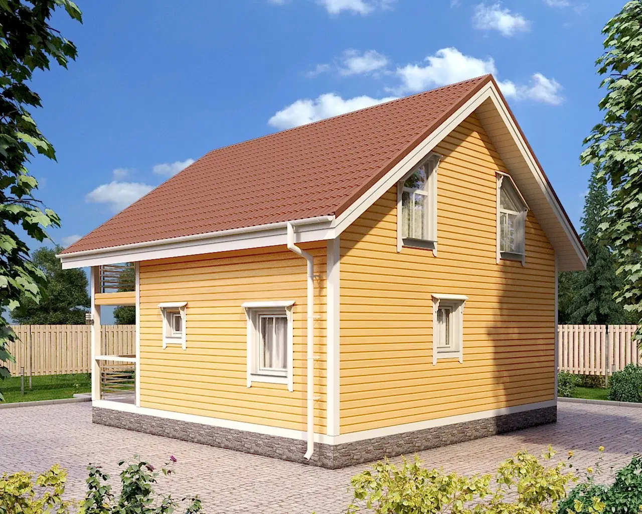 Сруб дома из профилированного бруса 8х8 м «Лосево»