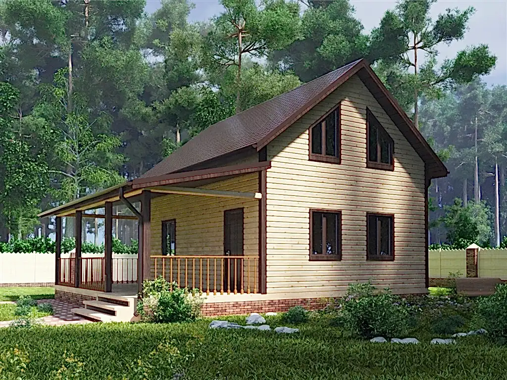 Проект дома из профилированного бруса 8,0 х 9,0 м «Дунай»