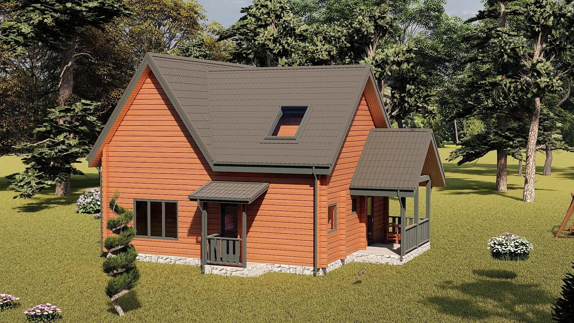 Проект дома из профилированного бруса 8 х 9 м «Назино»