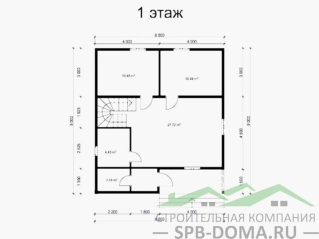 Сруб дома из профилированного бруса 8х9 м «Прилесье»