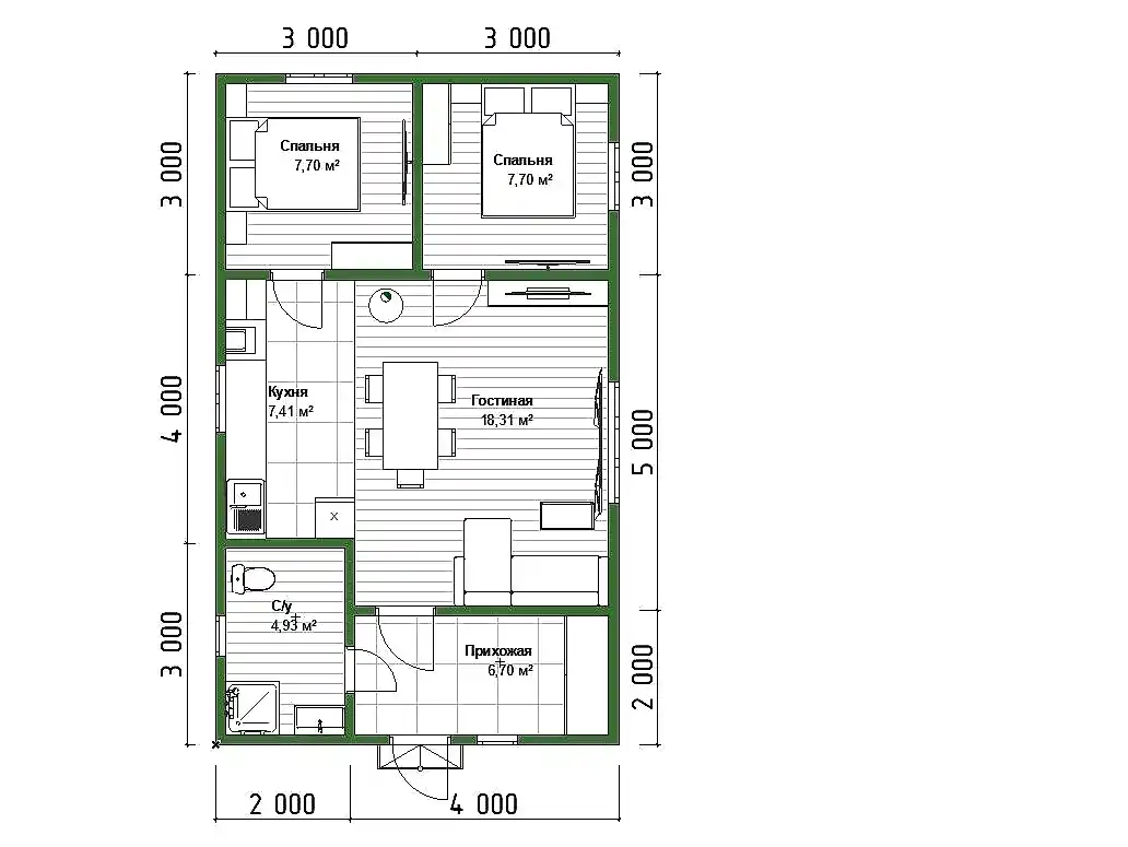 Каркасный дом 6х10 м «Авати» Каркасный дом 6х10 м «Авати»